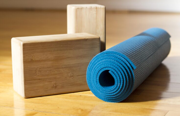 yoga mat and blocks