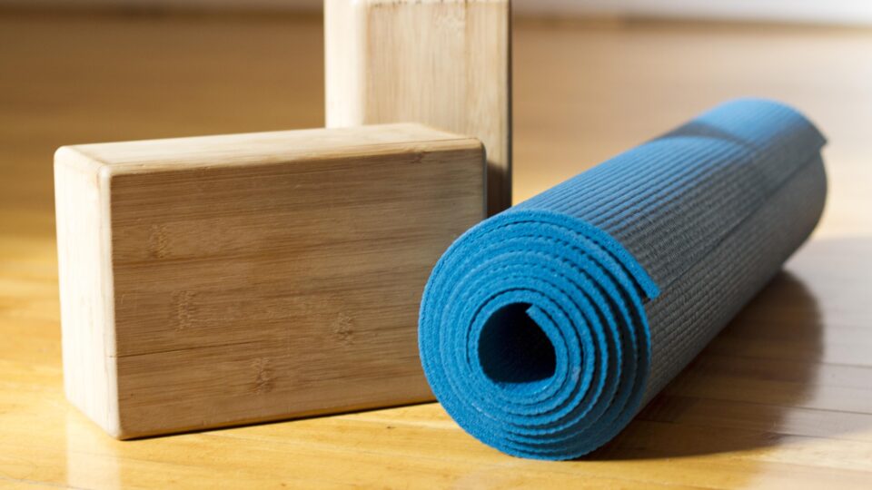 yoga mat and blocks
